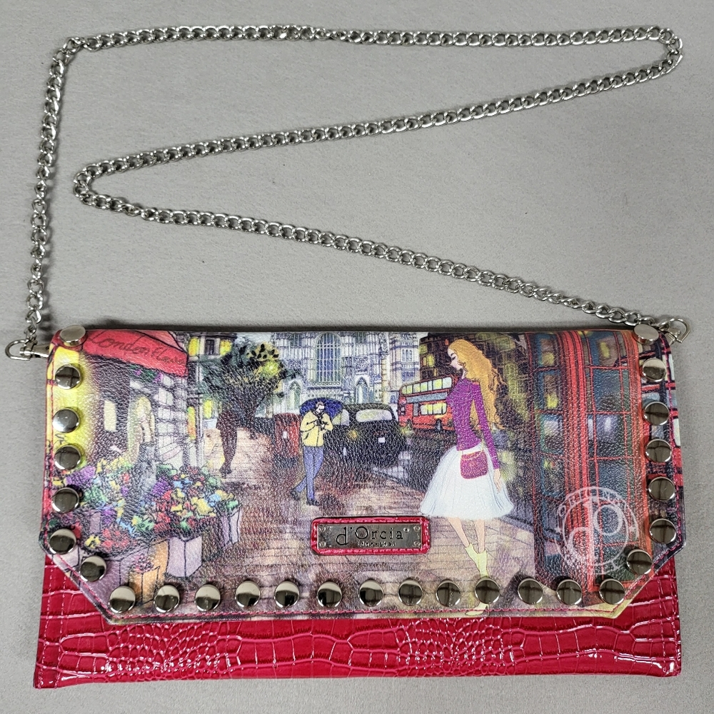 D'orcia Chain Strap Crossbody Crocodile Pattern Purse